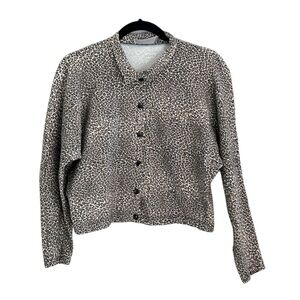 BETTINA RIEDEL New York micro Leopard Print snap front shirt jacket size Small